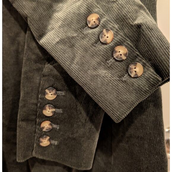 Anthropologie Maeve Corduroy Dark Green Double-Breasted Blazer Size 6 - Picture 6 of 8